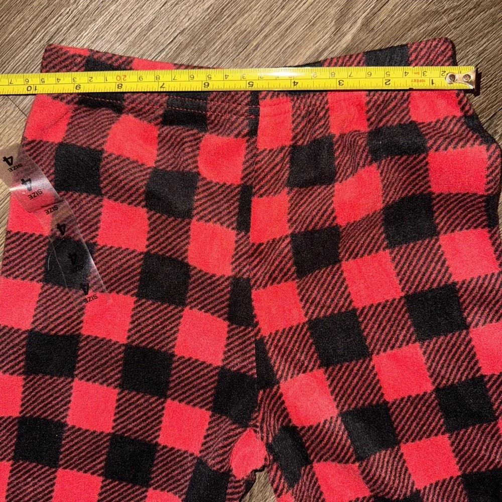 Pajamas Santa Christmas Red Plaid 2 pc Top Pants Jammies for Families Kids sz 4